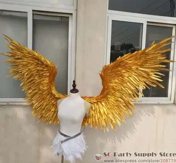 NOVO!Kostimirani predivna Zlatna krila od perja anđela za fotografiranje vjenčanja, večernje vjenčanje dekoracije