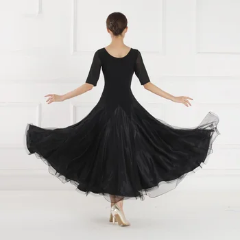 2020 Novo Ljeto Crno suvremeni plesni haljina donje nacionalni standard haljinu za ballroom ples čipkan haljina za praksu valcera duga haljina 1