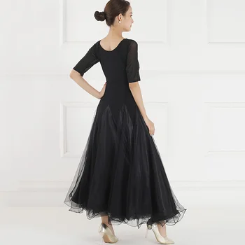 2020 Novo Ljeto Crno suvremeni plesni haljina donje nacionalni standard haljinu za ballroom ples čipkan haljina za praksu valcera duga haljina 3
