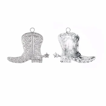 Gorski kristal kauboj cipele gumb 45*34 mm privjesak stil za DIY obrt poziv djevojka Pribor za kosu 10 kom./lot (BTN-5695)