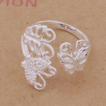 Srebro prsten s premazom, Modni Nakit, Prsten Za Žene i Muškarce, prekrasan leptir / aifaizma bulaklsa AR205 1