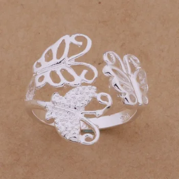 Srebro prsten s premazom, Modni Nakit, Prsten Za Žene i Muškarce, prekrasan leptir / aifaizma bulaklsa AR205 2