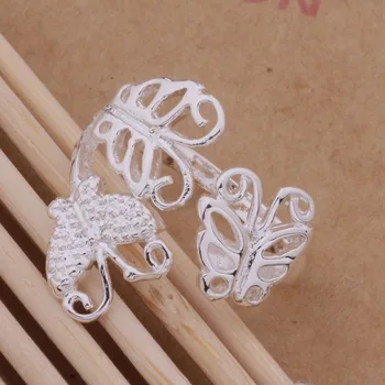 Srebro prsten s premazom, Modni Nakit, Prsten Za Žene i Muškarce, prekrasan leptir / aifaizma bulaklsa AR205 3