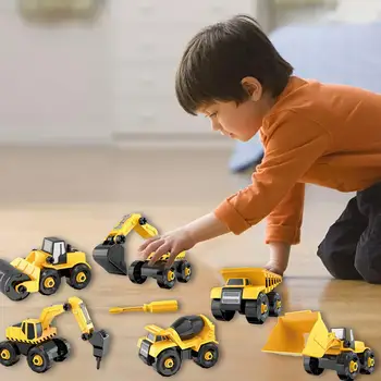 6 Komada DIY Rastavljanje Inženjerski Automobil Kombinirani Set Razvojne Igračke Večernje Suveniri Građevinski Automobil za malu Djecu