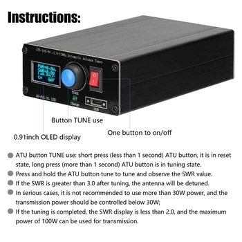 ATU-100-0A 1,8-55 Mhz Mini Automatski Antenski tuner OLED Zaslon Outcase Sa baterijom od 1.800 mah ATU Antenski tuner 1