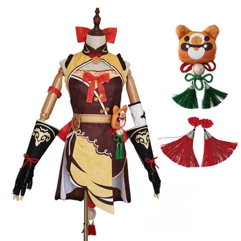 Igra Genshin Impact Xiangling Cosplay Odijelo Perika I Cipele Anime Donje Haljina Haljina Za Party Na Noć Vještica Uniforma Odijela Po Mjeri