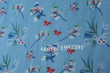 širina 150 cm Шифоновая creped tkanina s cvjetnim uzorkom svijetlo plavoj pozadini zasja za юбочного kostima-haljine povez za glavu CH-8206