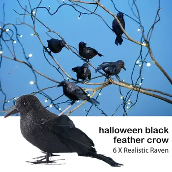 6 KOM. Halloween Crna Vrana Model Simulacija Lažni Ptica Životinja Strašne Igračke Za Halloween Večer Horor Rekvizite Uređenje Doma
