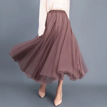 Čipke I Suknje, Ženske Mujer Faldas Nadvoji Elastična Duga Suknja S Visokim Strukom 2021 Novi Loptu Haljina Midi Suknja Korejski Modne Odjeće Spustu