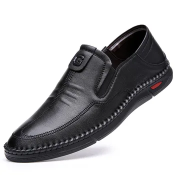 Muške cipele od prave kože, Luksuzni Brand 2022, Svakodnevne službeni Лоферы bez Spojnica, Gospodo Natikače, Talijanska Crne Muške Cipele za vožnju