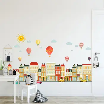 Građevinsko Vozilo, Naljepnica na Zidu s balonom, za dječje sobe, dekoracija spavaće sobe, radna kuće, Zidno slikarstvo za djecu, naljepnice za dječju sobu
