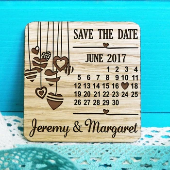 Seljački Kalendar Drvene Vjenčanje magneti sa spremanjem datuma, klasični drveni magnet uz zadržavanje datuma, Dar Mladoženja i Nevjesta 0