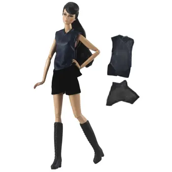 Crne Majice I Kratke hlače za Barbie Blyth 1/6 30 cm MH CD FR SD Kurhn BJD Odjeća za Lutke Pribor