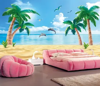 Običaj Wallpaper HD plaža pozadina kokos palme TV Kauč Pozadina zida 3d Desktop dnevni boravak Spavaća soba Freske