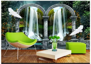 Običaj Kvalitetne freske 3d desktop freske zid Krajolik Falls voda kreativni 3D krajolik pozadine desktop home dekor