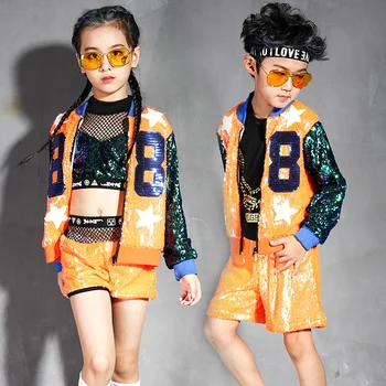 2022 Trendy Baby Jazz Dječje haljine u stilu hip-hop sa šljokice, verzija Kostim u stilu hip-hop za dječake i djevojčice 1