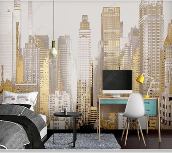 Moderne gradske zgrade apstraktne zlatne skandinavski 3d desktop papel DE parede, dnevni boravak, spavaća soba, tv, kauč na zidno slikarstvo spavaće sobe