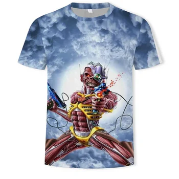 T-shirt s lubanjom, Funky Majica sa 3D ispis, Muška i Ženska majica Kratkih rukava u stilu харадзюку, Heavy-Metal Reaper