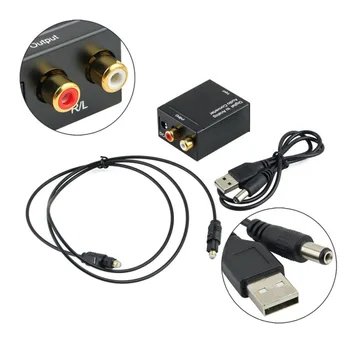 Digitalni Optički i Koaksijalni Pretvarač signala u analogni Audio Adapter RCA Digitalno-analogni Audio Converter Crna