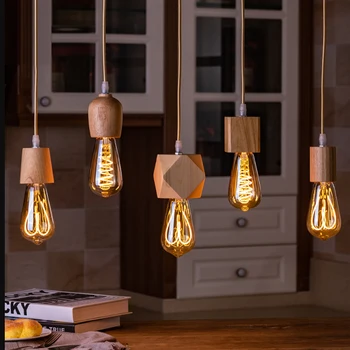 Moderni Drveni Lampe za Klasicni E27 viseće svjetiljke Svjetlost Zatvoreni Downlight Art Dnevni boravak Spavaća soba Ukras Drveni Light Baza 0