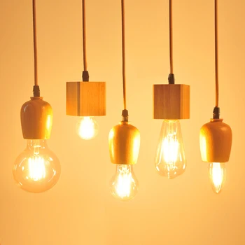 Moderni Drveni Lampe za Klasicni E27 viseće svjetiljke Svjetlost Zatvoreni Downlight Art Dnevni boravak Spavaća soba Ukras Drveni Light Baza 2