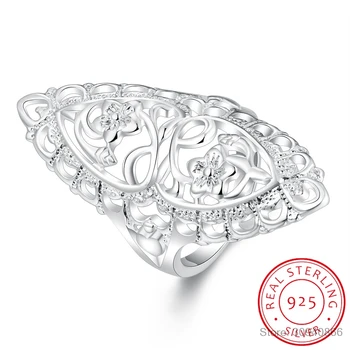 Prsten od 925 Sterling Srebra za Žene, Šuplje Gorski Kristal, Vjenčani Nakit u Britanskom Stilu, Vintage Nakit u Boho stilu, Luksuzne Ženske