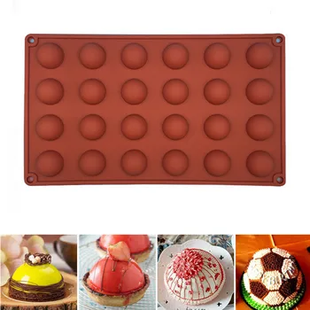 DIY Oblik Polutke 24 Rupe Silikonska Forma Prehrambenih Alata Za Ukrašavanje Torte 3D Loptu Čokolade Oblik Okrugli Oblik Za Pečenje Pudinga